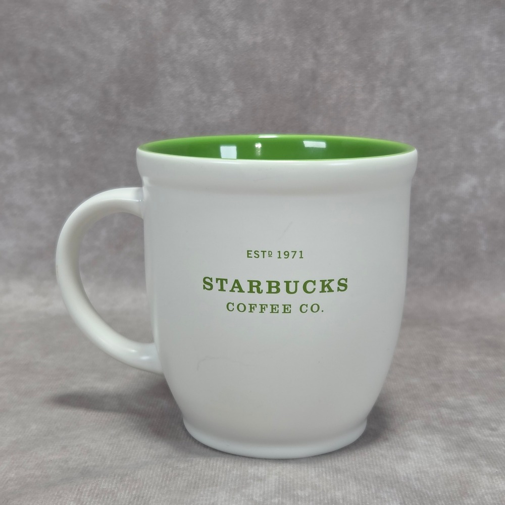 Starbucks Coffee Co 2007 White Green Logo Ceramic Mug 18oz Est 1971 Large Cup